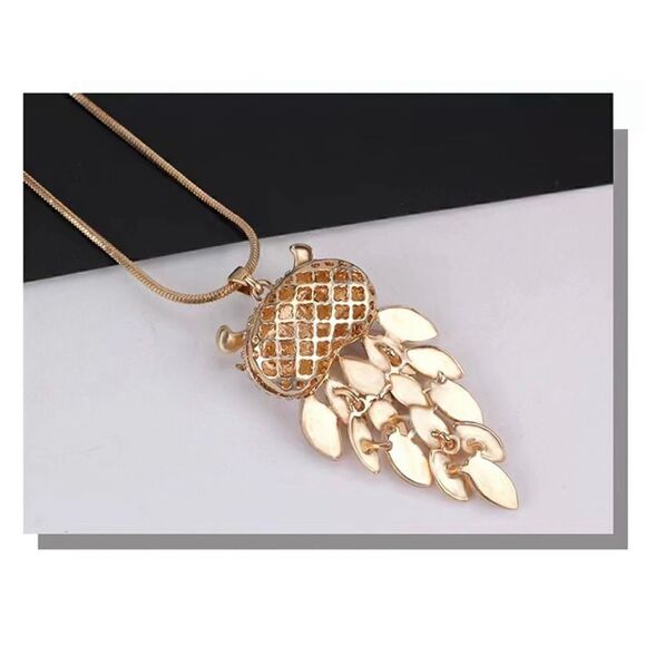 Owl Crystal Pendant Necklace Womens Fashion Long Gold Chain Accessory New - Picture 6 of 7